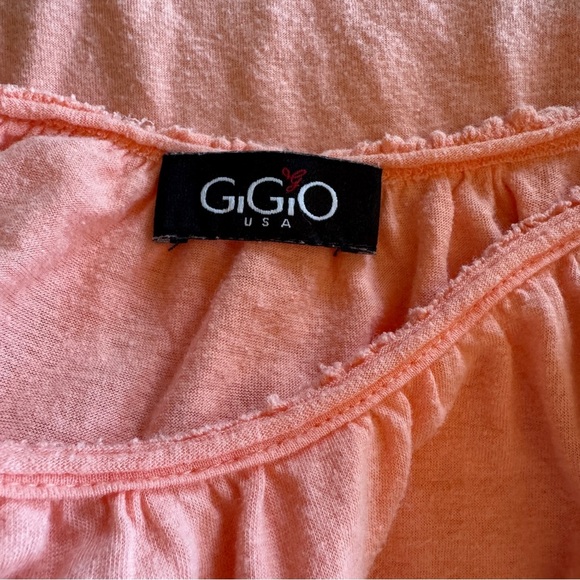 Free People vibes Orange Short Sleeve Tee with Floral Ruffle Sleeves - Picture 7 of 7